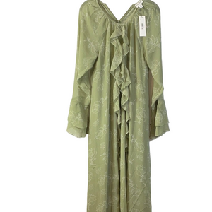 The Drop Size Medium Green Maxi Long Sleeve Lined Dress With Zipper In Back